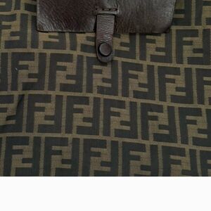 Fendi Zucca Monogram Canvas Tote in Brown and Black with Leather Trim